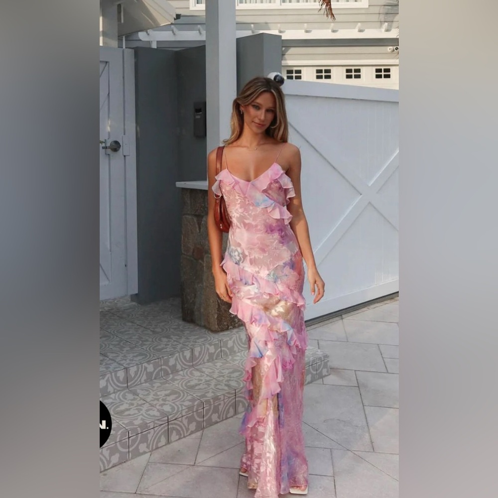 Loveshackfancy Rialto Pastel Ruffle Maxi Dress Size 0 - Picture 2 of 3